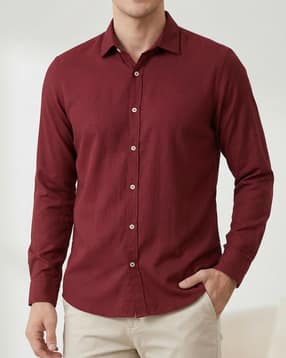 Shein Spread Collar Full Sleeve Curved Hem Shirt-picture-17