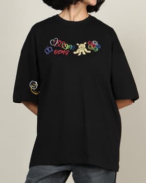 Shein Drop Shoulder Graphic Chest Print Crew Tshirt-picture-45