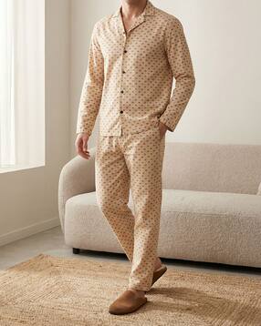 Shein Lapel Collar Full Sleeve Novelty Print Lounge Set-picture-53