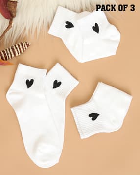Shein Women 3 Pairs Of Heart Print Everyday Socks-picture-26