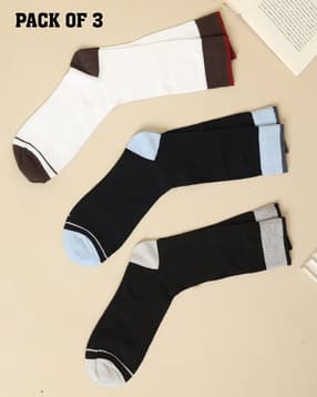 Shein Men Combo Of 3 Colour-Blocked Everyday Socks-picture-31
