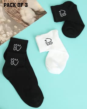 Shein Women 3 Pairs Of Graphic Print Everyday Socks-picture-32