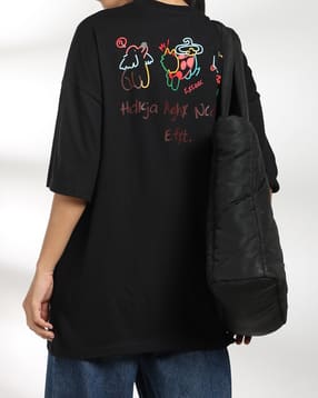 Shein Women Drop Shoulder Typographic Back Print Crew Tshirt-picture-18