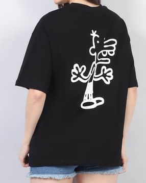 Shein Drop Shoulder Graphic Back Print Crew Tshirt-picture-25