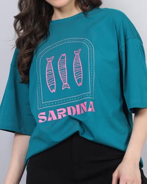 Shein Drop Shoulder Graphic Chest Print Long Crew Tshirt-picture-15