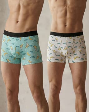 Shein Combo Of 2 Contrast Waistband Graphic Print Trunks-picture-34