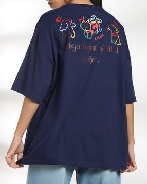 Shein Drop Shoulder Typographic Back Print Crew Tshirt-picture-51