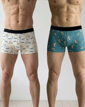 Shein Combo Of 2 Contrast Waistband Graphic Print Trunks-picture-51