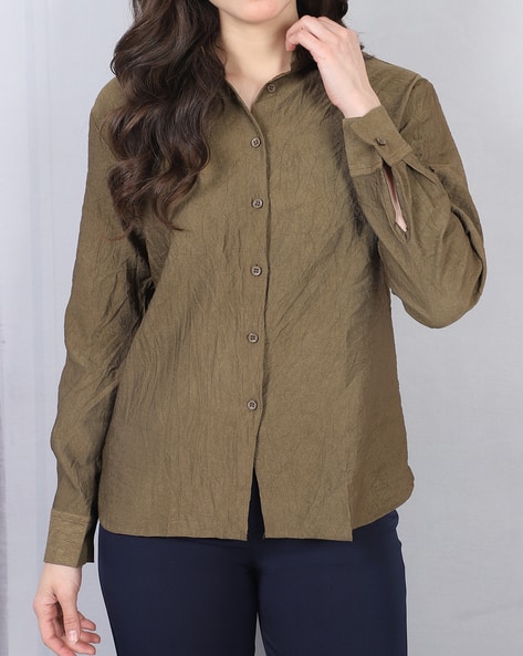 Product image of
                        Shein Shein Medium Length Spread Collar Full
                        Sleeve Shirt
