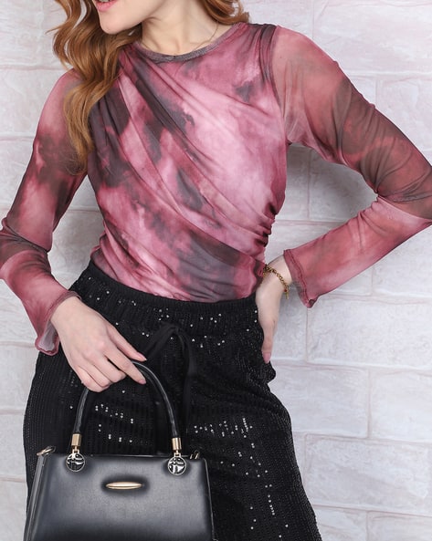 Product image of
                        Shein Shein Full Sleeve Side Ruched Tie &
                        Dye Leotard Top