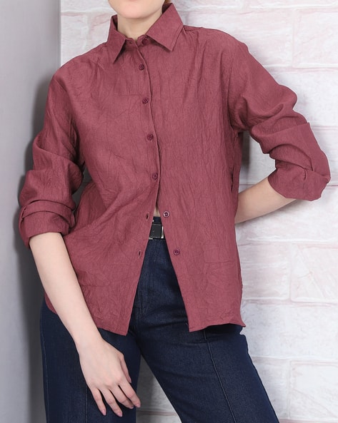 Product image of
                        Shein Shein Medium Length Spread Collar Full
                        Sleeve Shirt