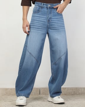Shein Shein Men Fly With Button Closure Mid Wash Panelled Jeans