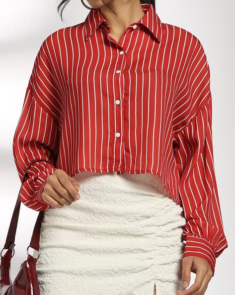 Product image of
                        Shein Shein Drop Shoulder Striped Spread Collar
                        Short Shirt