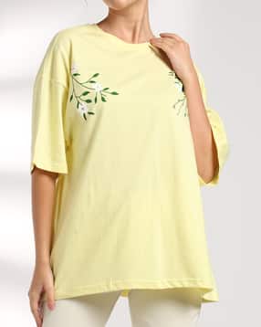 Shein Drop Shoulder Floral Placement Print Crew Tshirt-picture-26