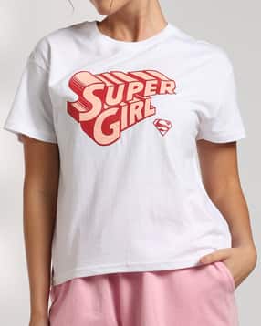 Shein Short Sleeve Super Girl Print Crew Tshirt-picture-18