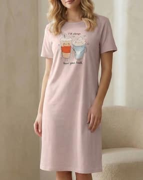 Shein Short Sleeves Graphic Chest Print Nightshirt-picture-26