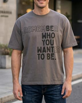 Shein Shein Men Short Sleeve Typographic Chest Print Crew Tshirt