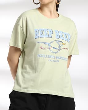 Shein Short Sleeve Looney Tunes Chest Print Crew Tshirt-picture-21