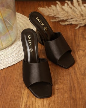 Shein Shein Women Open Toe Wide Strap Sculpture Heel Sandals