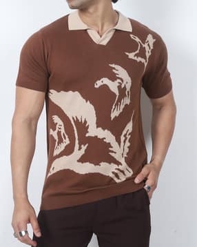 Shein Short Sleeves Graphic Front Print Polo Tshirt-picture-29