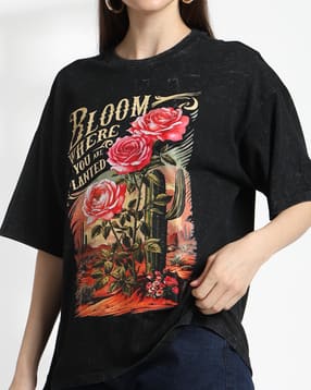 Shein Drop Shoulder Graphic Front Print Crew Tshirt-picture-27