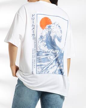 Shein Drop Shoulder Graphic Back Print Crew Tshirt-picture-38