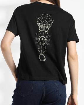 Shein Short Sleeve Graphic Back Print Crew Tshirt-picture-33