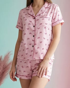 Shein Contrast Piping Lapel Collar Shirt & Shorts Set-picture-21