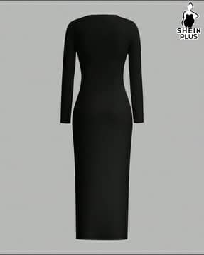 chinese dress ladies SHEIN Mulvari Front Lace Up Long Sleeve Pleated All-Over Print Maxi Ca |  Dress main image 1