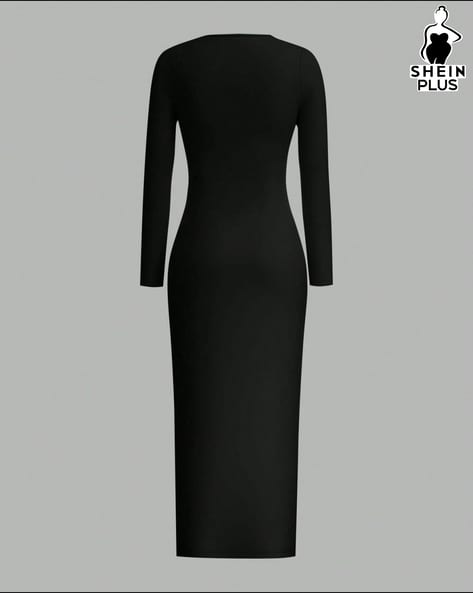 green emerald velvet dress SheIn Women's Mock Neck Mesh Bishop Long Sleeve Maxi Bodycon Dress Black  Small : Buy Online at Best Price in KSA