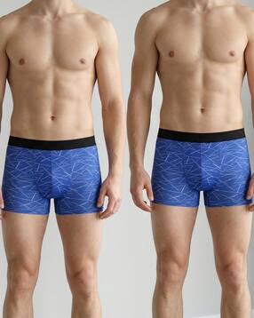 Shein Pack Of 2 Contrast Waistband Abstract Print Trunks-picture-43