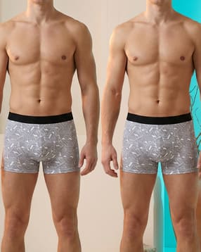 Shein Pack Of 2 Contrast Waistband Abstract Print Trunks-picture-41