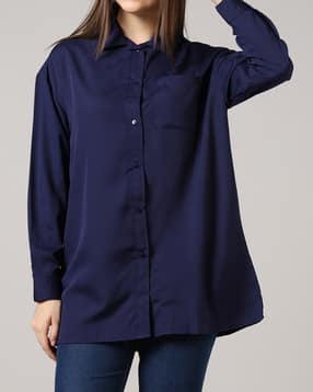 Shein Drop Shoulder Spread Collar Cuffed Sleeve Shirt-picture-23