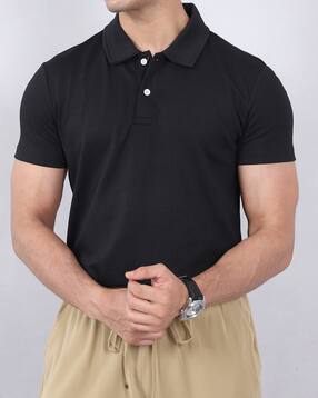 Shein Medium Length Short Sleeve Buttoned Polo Tshirt-picture-47
