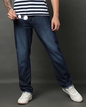 Shein Frayed Hem Fly With Button Closure Mid Wash Jeans-picture-51