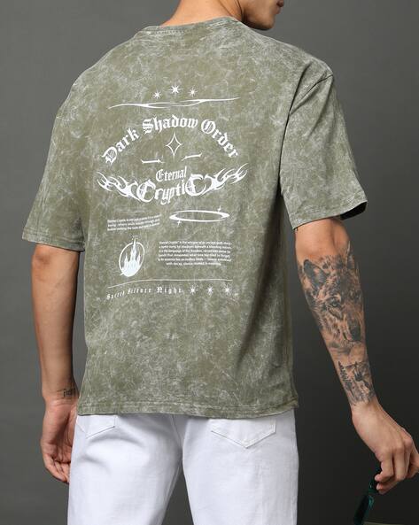 Shein Short Sleeve Typographic Back Print Crew Tshirt