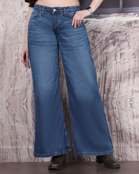 Shein Full Length Fly with Button Closure Mid Wash Jeans