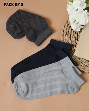 Shein Men 3-Pair Striped Ankle Length Everyday Socks-image-31