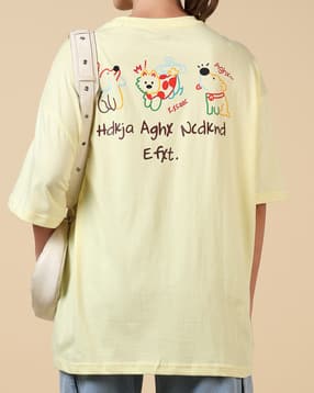 Shein Women Drop Shoulder Typographic Back Print Crew Tshirt-picture-17