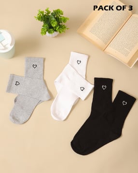 Shein Women Combo of 3 Heart Print Everyday Socks-picture-37