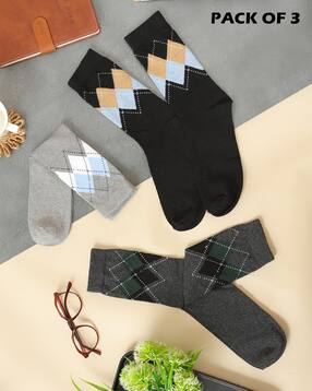 Shein Men Combo of 3 Geometric Print Everyday Socks-picture-19