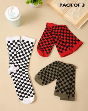 Shein Men Combo of 3 Checked Everyday Socks-picture-30