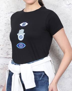 Shein Short Sleeves Graphic Chest Print Crew Tshirt-picture-14