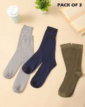 Shein Men Combo of 3 Chevron Everyday Socks-picture-45
