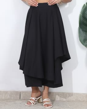 Shein High Rise Semi-Elasticated Waist Overlay Skirt Style Pants-picture-26
