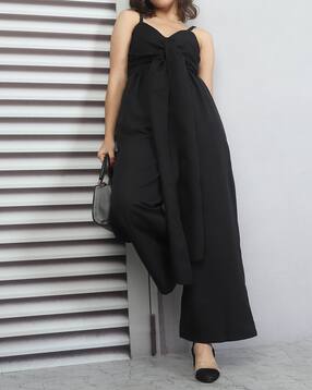 Shein Strappy Sleeve Tie Front Wide Leg Jumpsuit-picture-21