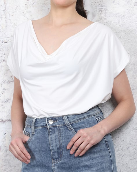 Product image of
                        Shein Shein Medium Length Extended Short Sleeve
                        Cowl Neck Top