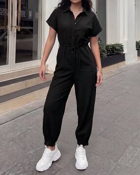 Shein Extended Sleeves Spread Collar Waist Tie Up Jumpsuit-picture-41