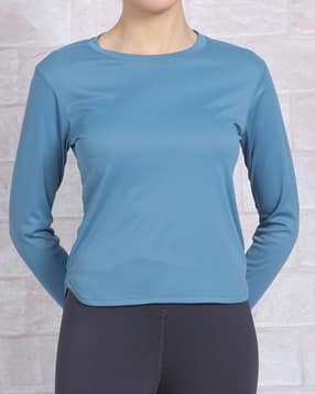 Shein Full Sleeve Internal Elastic Cuff Detail Crew Tshirt-picture-18