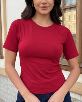 Shein Raglan Short Sleeve Stitch Detail Crew Tshirt-picture-30